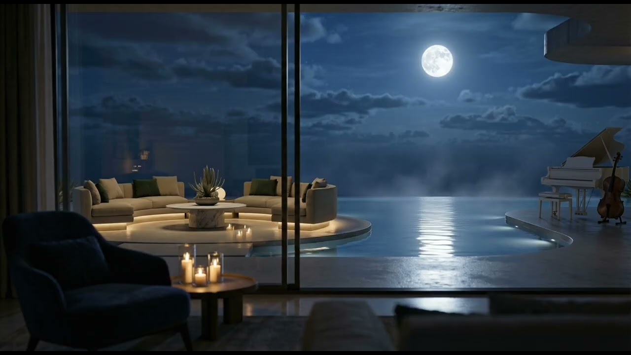 The Ultimate Luxury Night: Piano, Cello & Ocean Waves Under the Full Moon 🌙