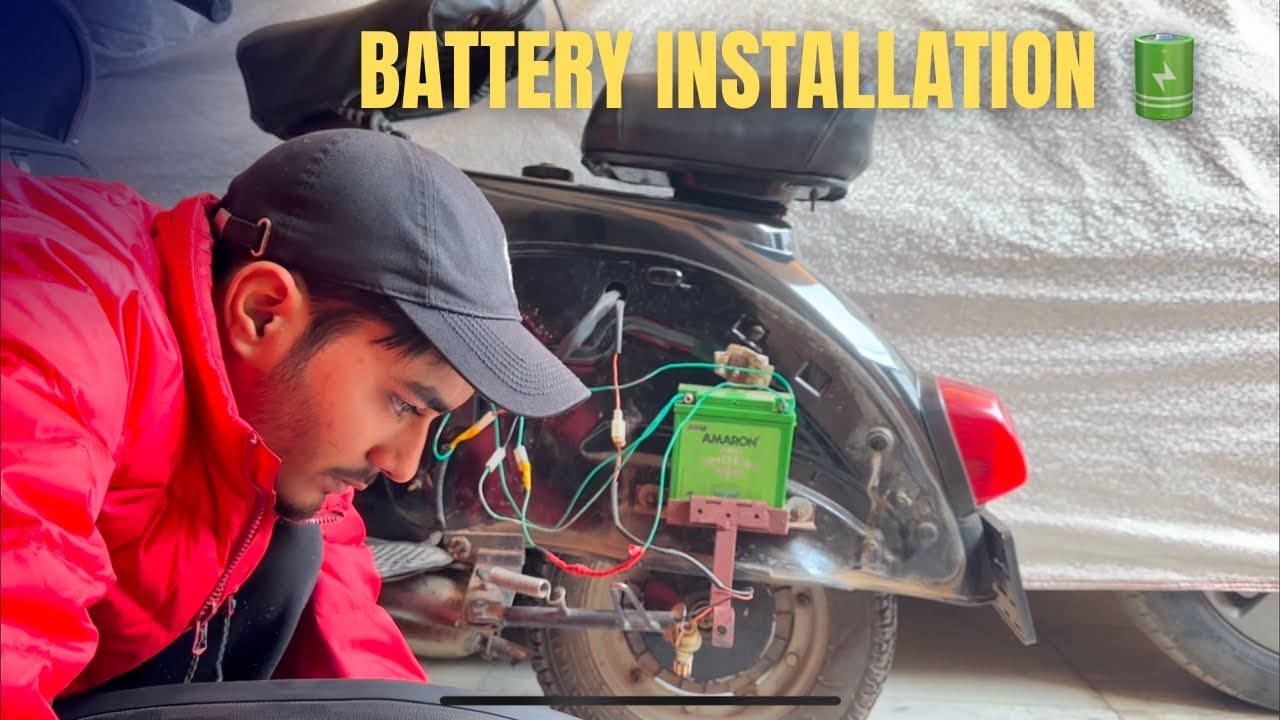 Battery installation in bajaj chetak scooter🔋 #automobile #vespa