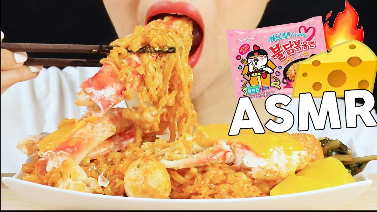 ASMR CHEESY KING CRAB CARBO FIRE NOODLES 킹크랩 까르보 불닭볶음면 먹방 | MINEE EATS