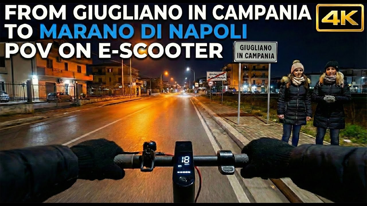 From Giugliano di Napoli to Marano di Napoli with E-Scooter - Winter Night