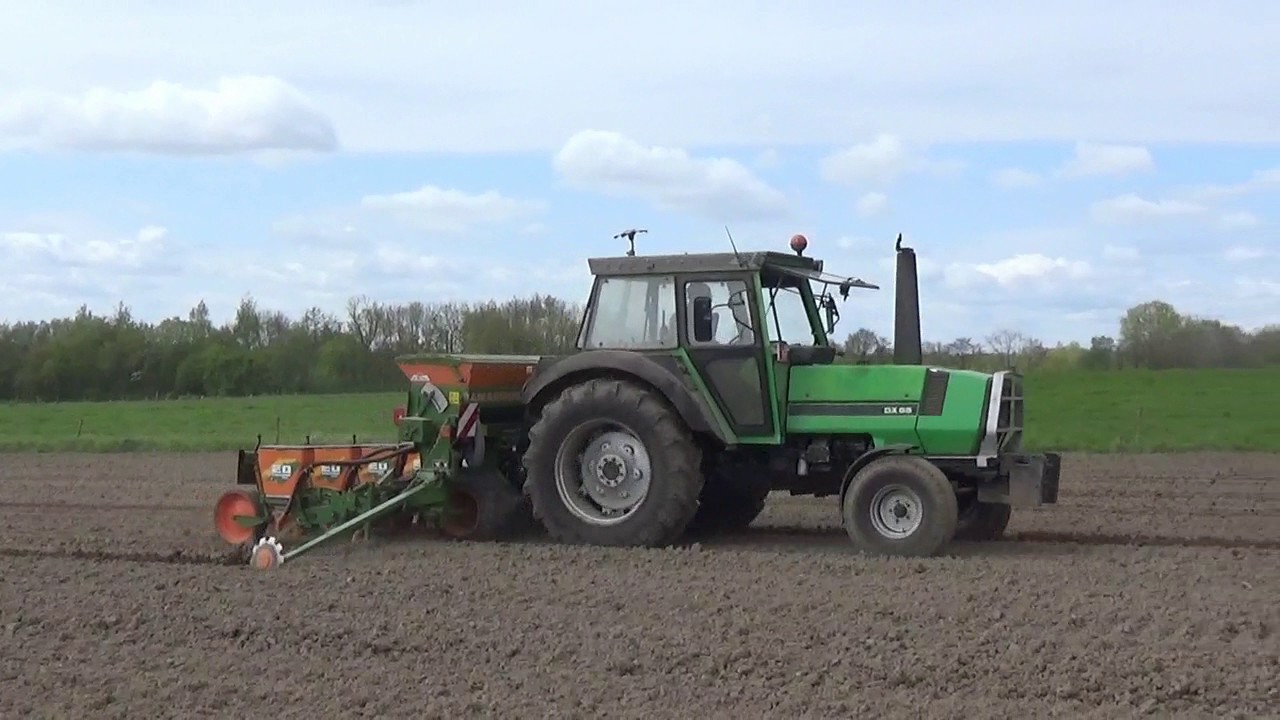 Landb. Cornelis - Aalter-Brug maïs zaaien Deutz DX 85 en Amazone