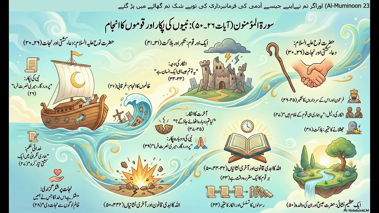 023 Surah Al Muminun 26 through 50 recitation with Urdu meaning Part 2