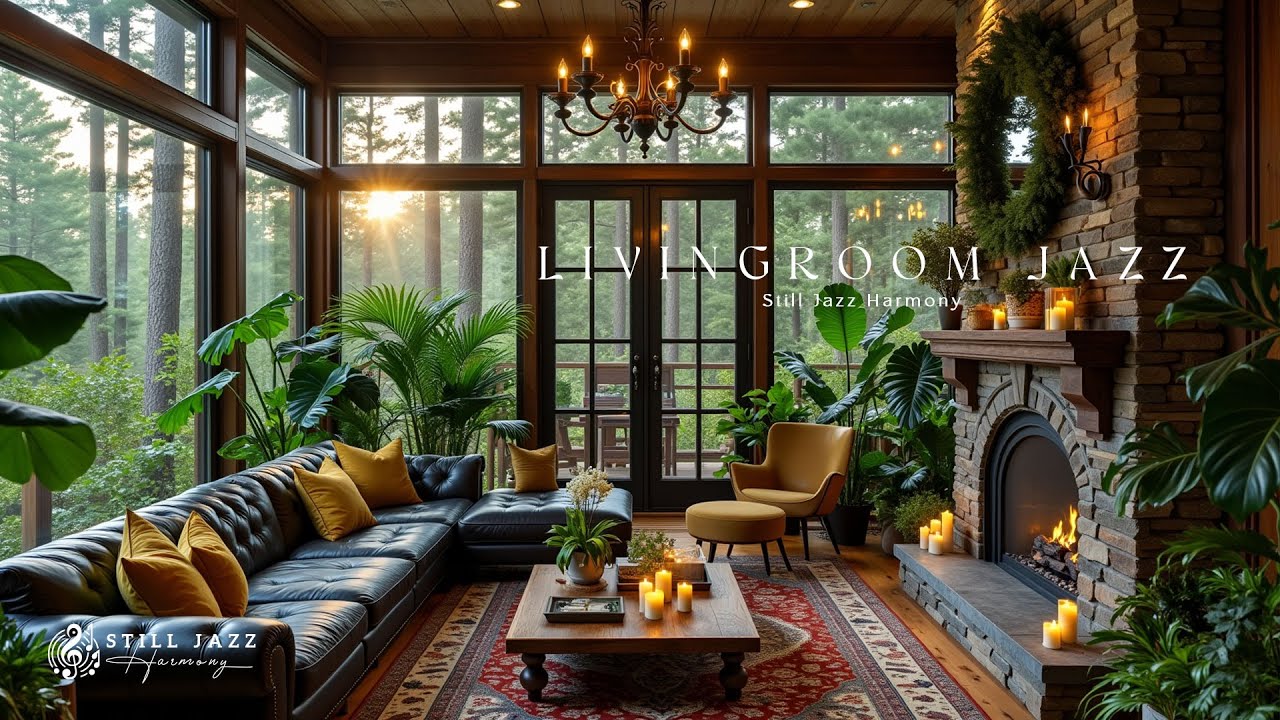 Serene Nature Jazz | Living Room & Forest View With Relaxing Jazz To Start Your Day