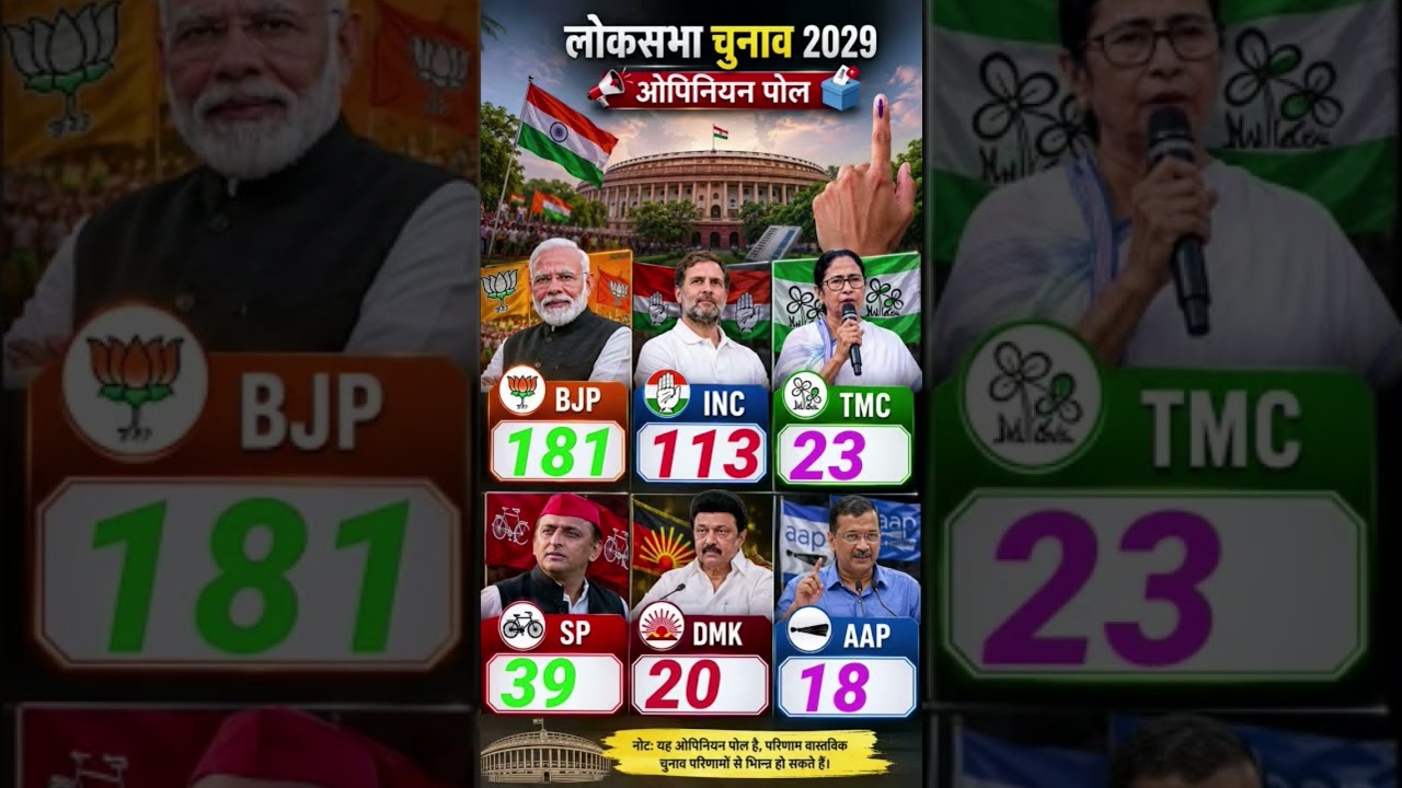 2029 Lok Sabha Election Opinion Poll aa gaya! 😱 Is survey  dekhiye 6 badi parties ka estimated seat
