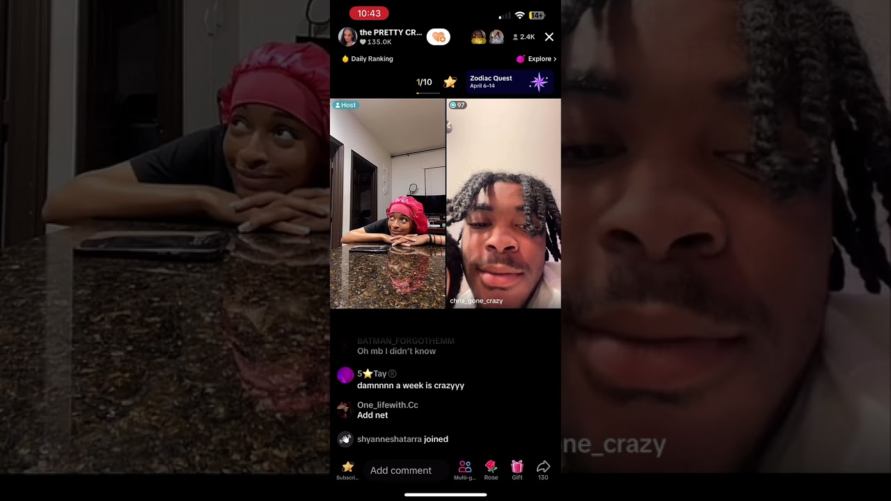 Chris and nia TikTok live (4/10/24) *funny*