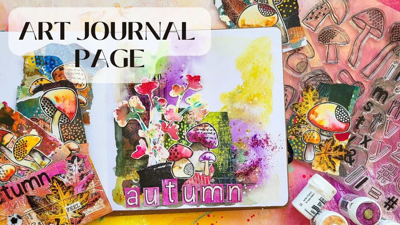 Messy Art Journal Page with my handmade Collage Fodder Embellishments