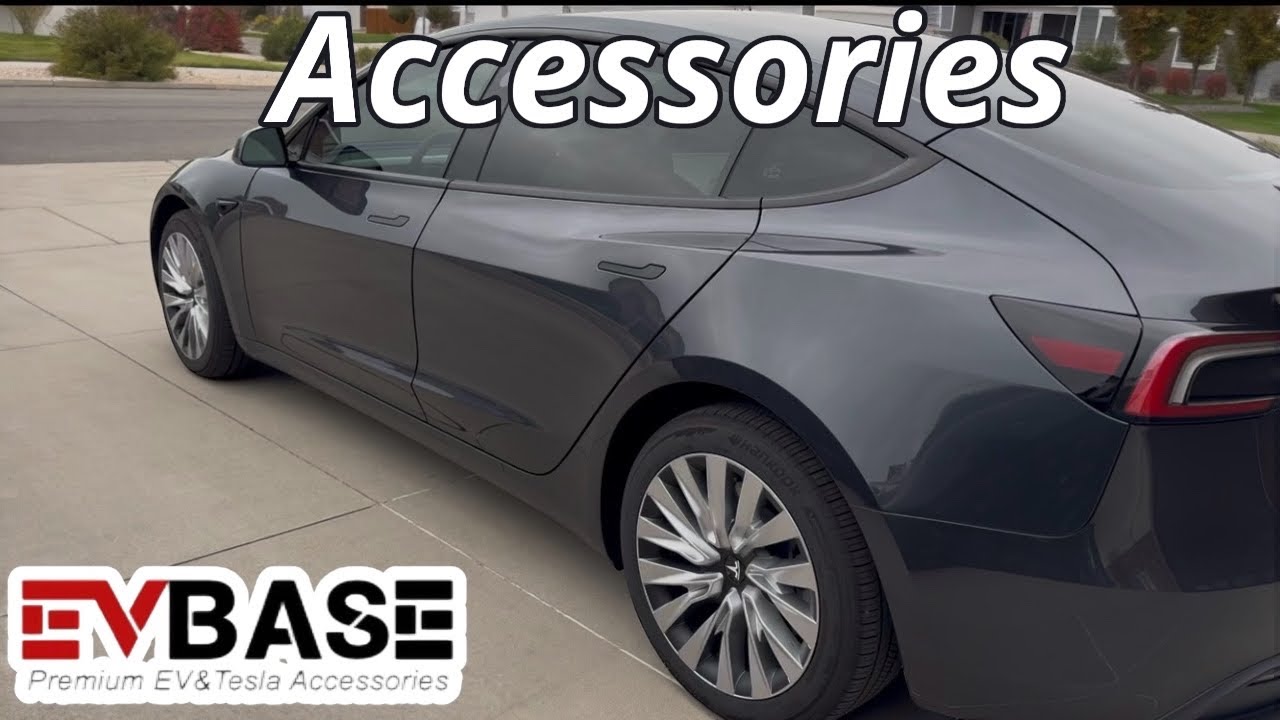 Аксессуары для Tesla Model 3 LR RWD 2025 года от EVbase.com, колпаки на колеса и защита салона!
