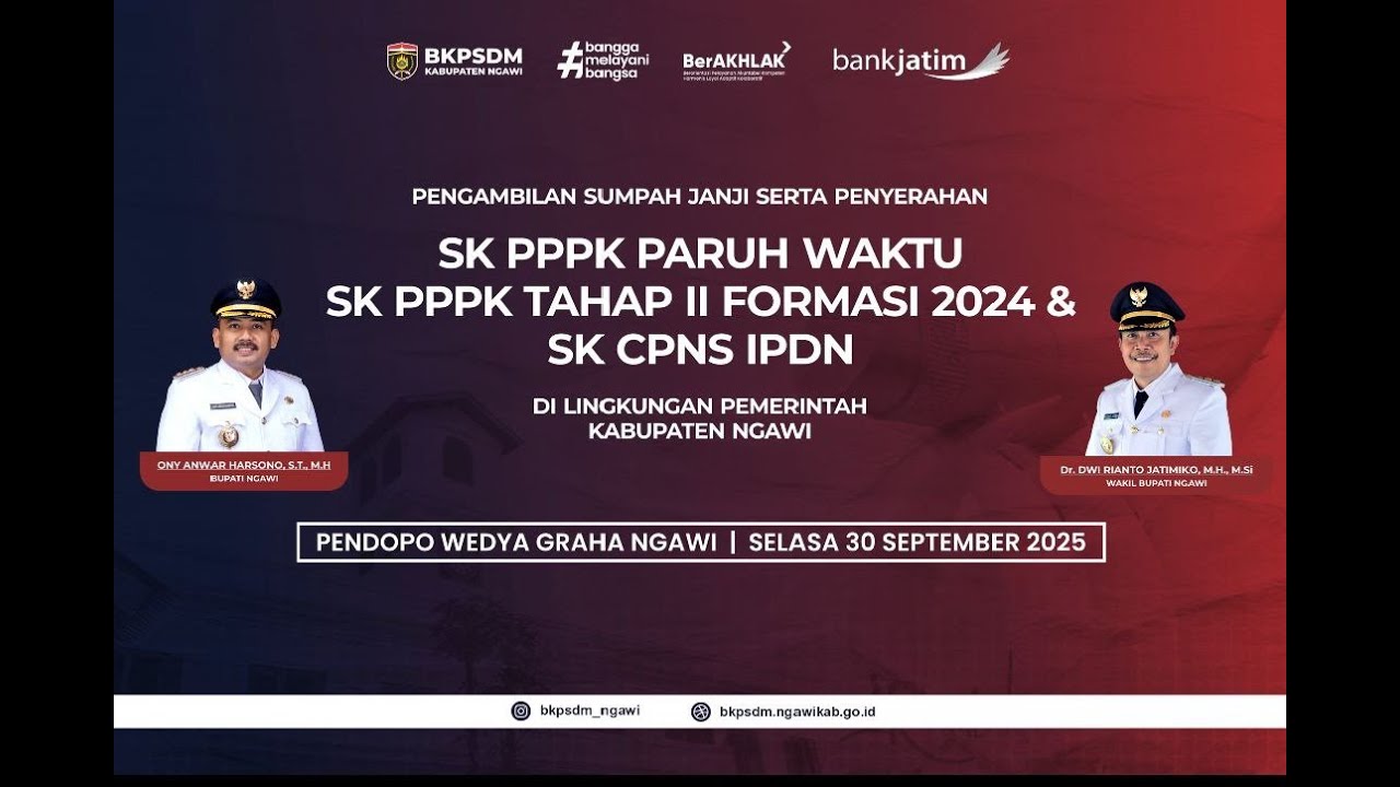 Pengambilan Sumpah Janji & Penyerahan SK PPPK & CPNS Lingkup Pemkab Ngawi