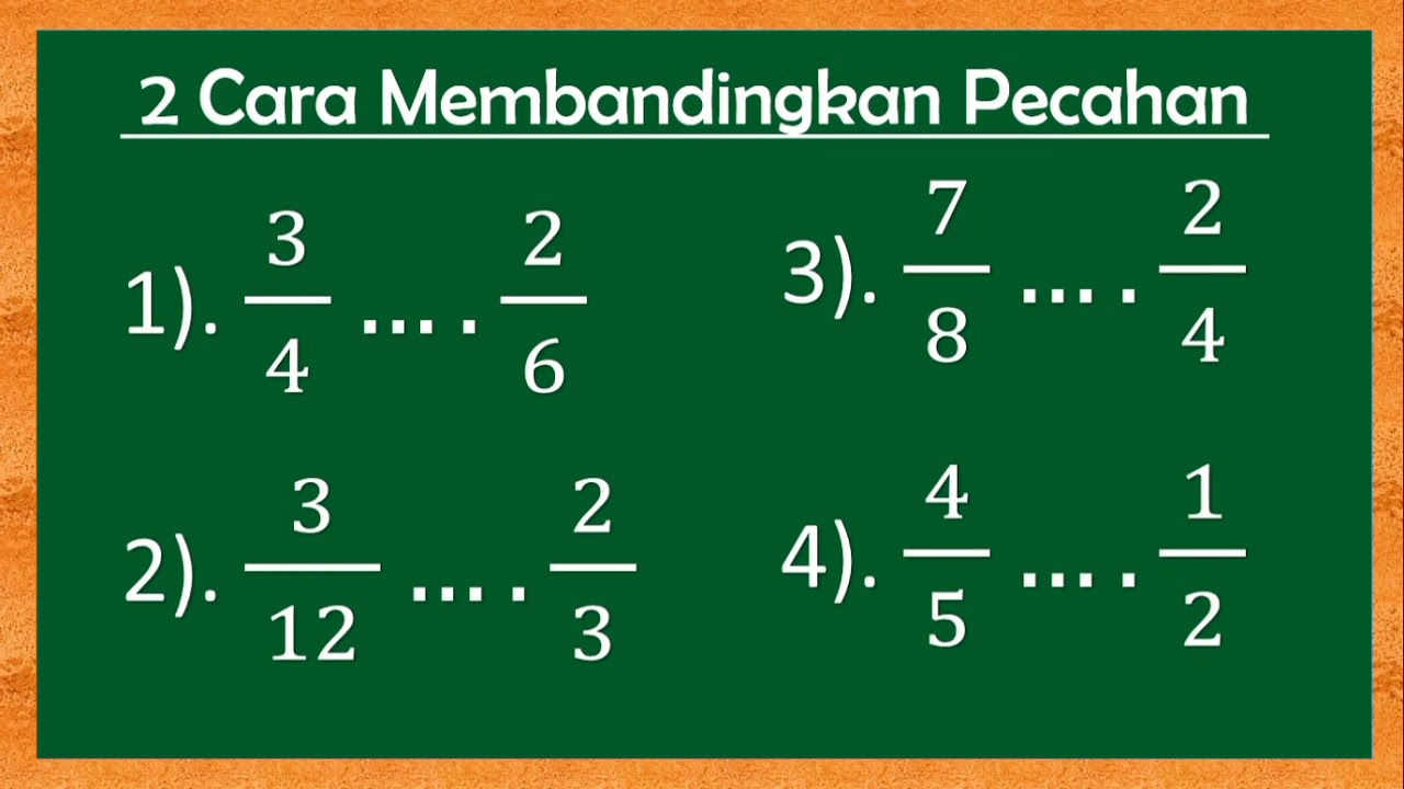 CARA MEMBANDINGKAN PECAHAN 