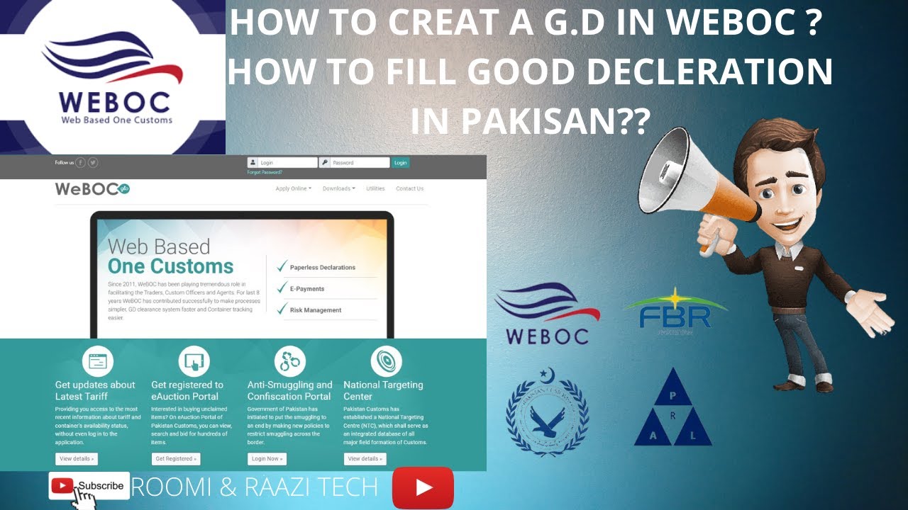 HOW TO CREATE A GD IN WEBOC?? HOW TO CREATE AN IMPORT GOODS DECLARATION IN PAKISTAN???