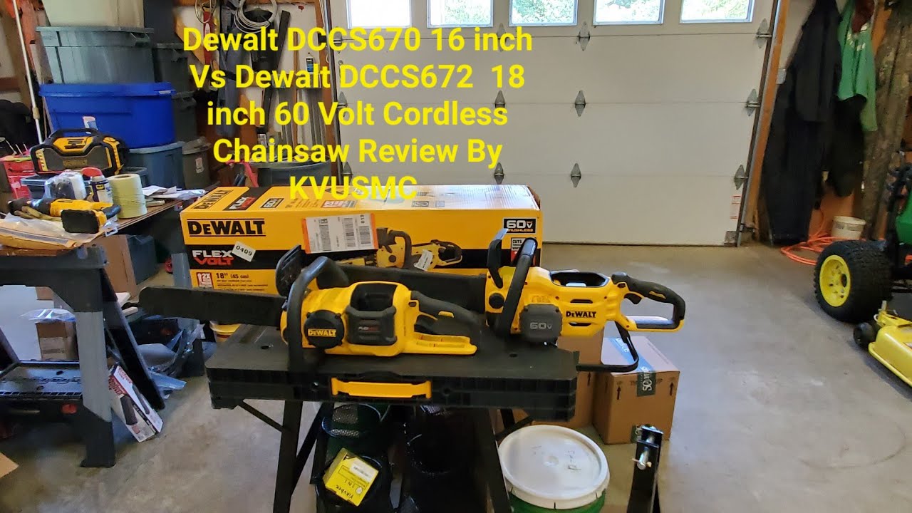 Обзор аккумуляторной цепной пилы Dewalt DCCS670 16 дюймов против Dewalt DCCS672 18 дюймов на 60 в...