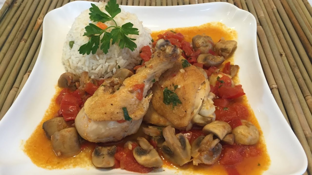 POLLO SALTADO CON  CHAMPIÑONES ,DELICIOSA RECETA!!!