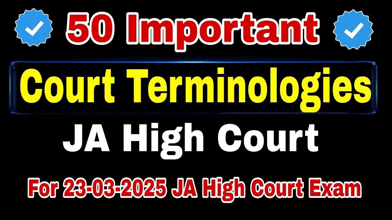 Top 50 Court Terminologies Jobs Related Awareness || Junior Assistant J&K HIGH COURT