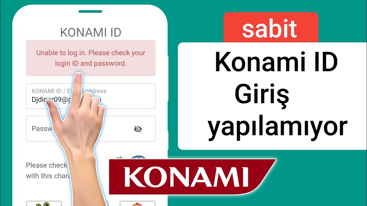 KONAMI ID'yi düzeltin Giriş yapılamıyor Giriş kimliğinizi ve şifrenizi tekrar kontrol edin Sorun