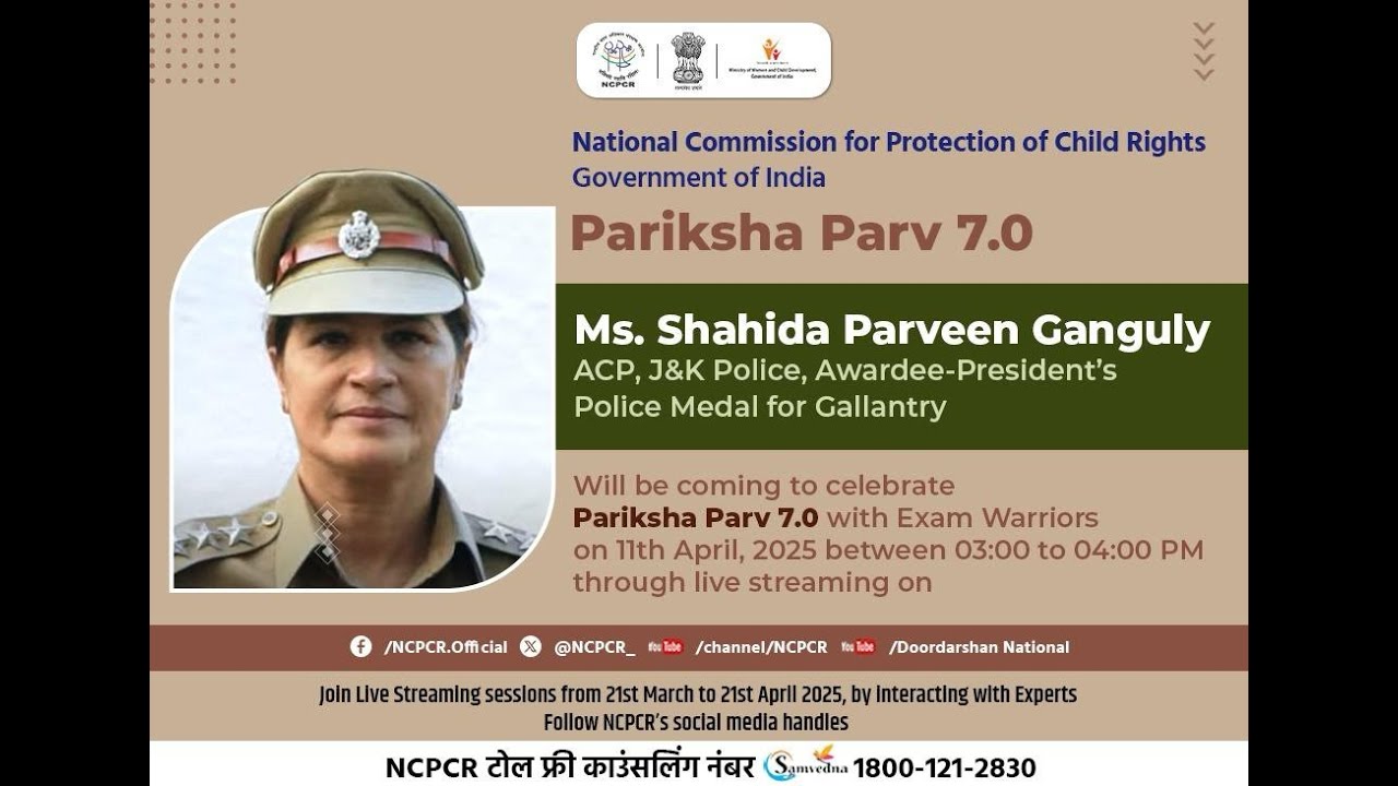 Pariksha Parv 7.0 Live streaming session with Dr. Shahida Parveen Ganguly to manage the Exam Stress