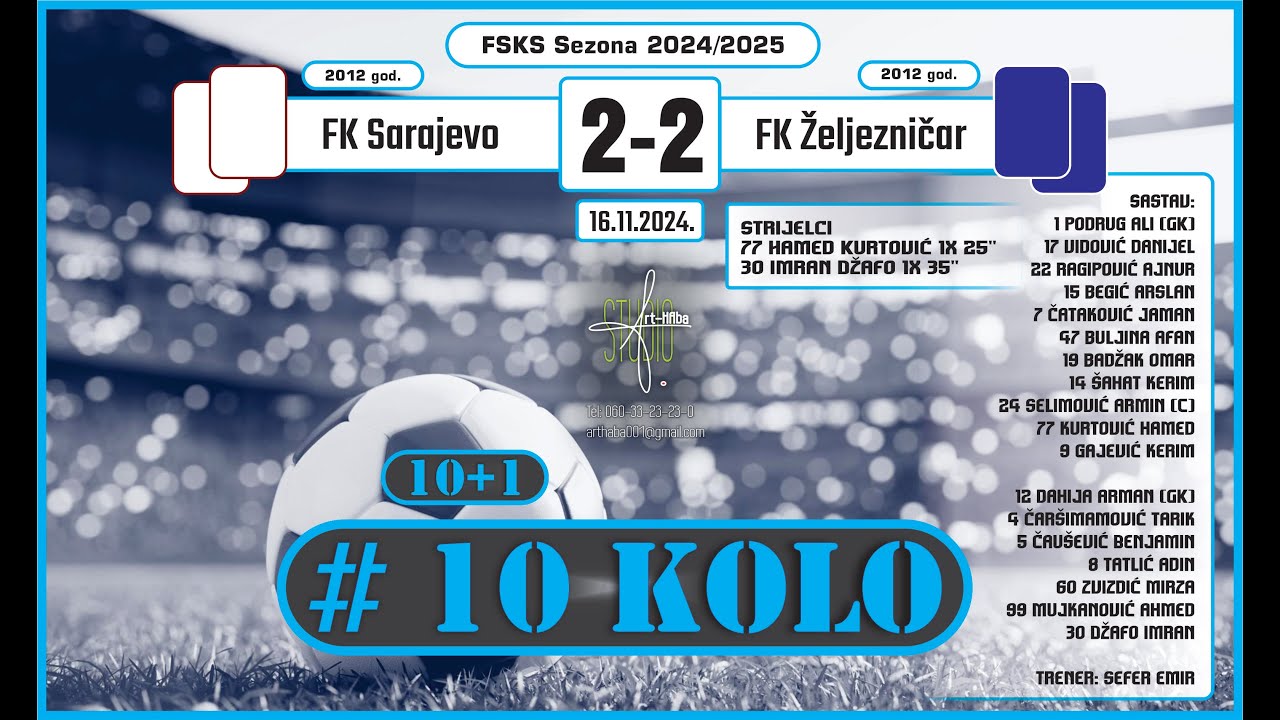 16.11.2024. FK Sarajevo (2012 godište) 2:2 FK Željezničar (2012 godište)