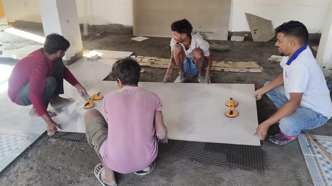 1200mm×1800mm  टाइल् कैसे लगाए | How to install 4×6 Tiles | 1200mm×1800mm Floor tiles fitting |