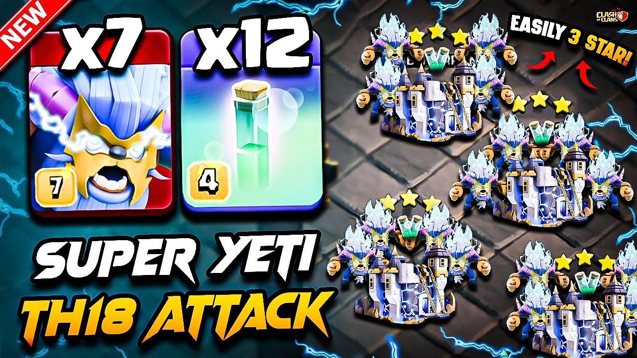 Best TH18 Attack Strategy With SUPER YETI 2026 | Th18 SUPER YETI Attack With RC CHARGE Town Hall 18