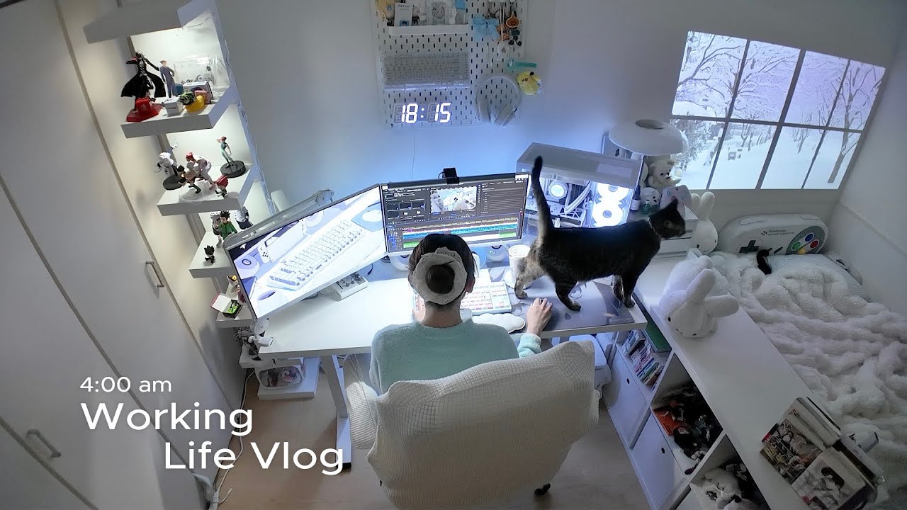 4時に起きた動画編集者兼YouTuberのお仕事vlog🧑‍💻📝在宅ワークの過ごし方☕️自炊、タスク管理📱