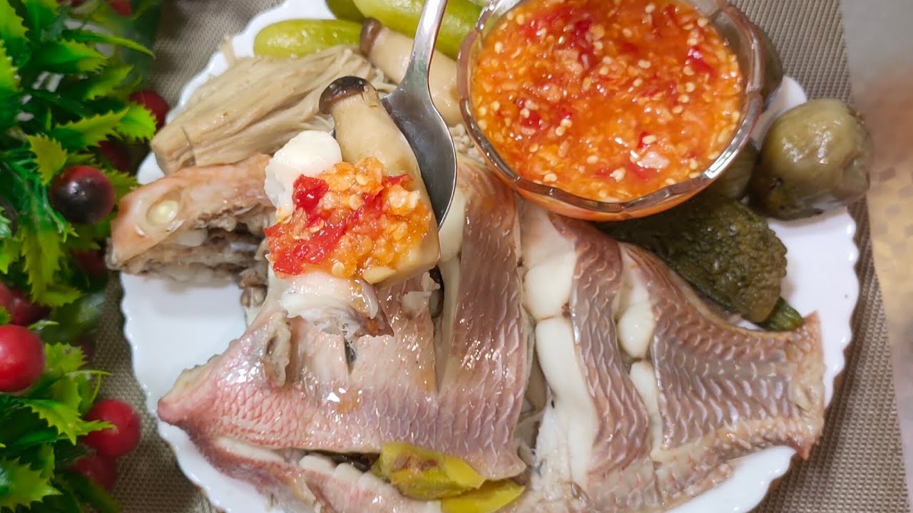 វិធីធ្វើ ត្រីក្រហមចំហុយបន្លែទឹកត្រីបុករសជាតិ 10 លើ 10 ឆ្ងាញ់ណាស់ Steamed Red Snapper & Spicy Fish
