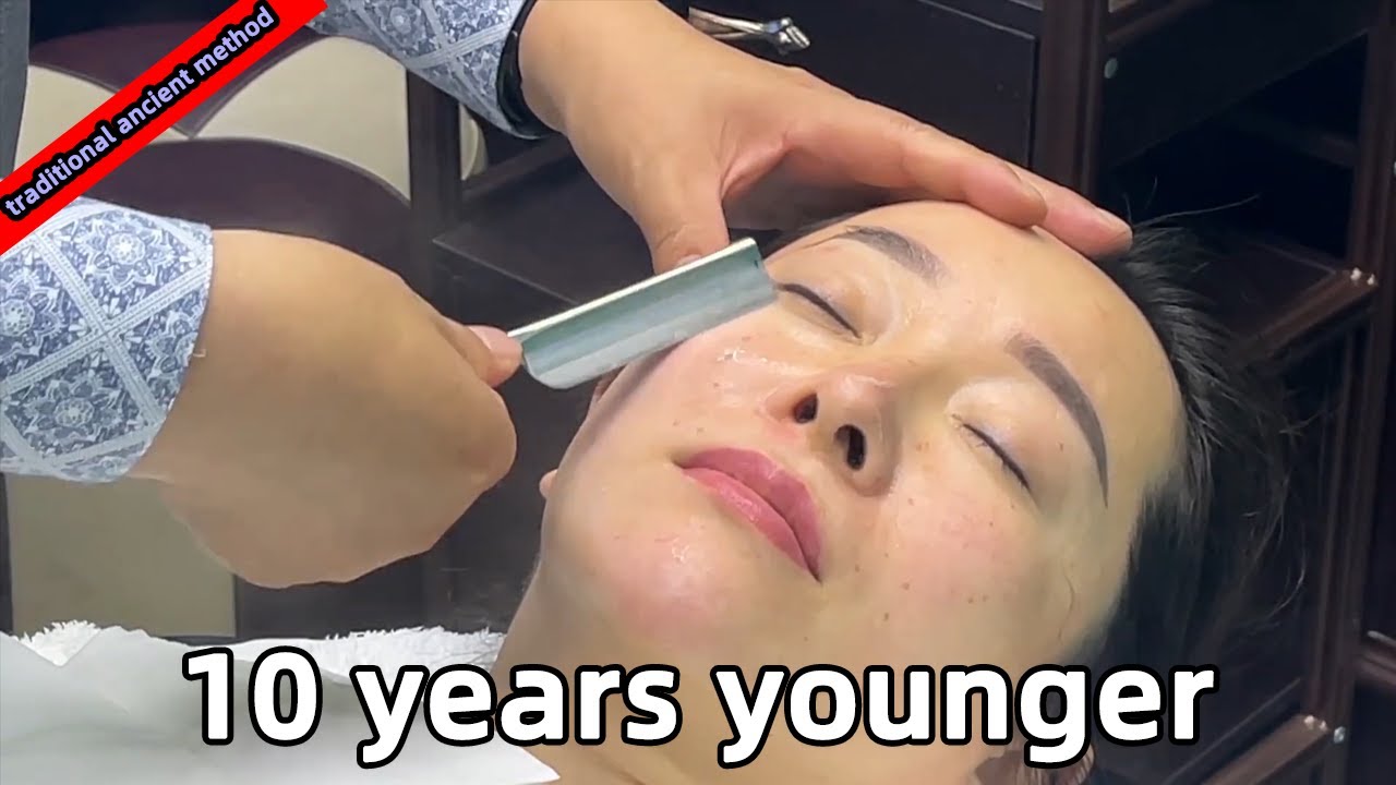 💈ASMR Rare Razor Shave|10 Years Younger to Shave vellus hair and Cuticles on Female Customer's Face