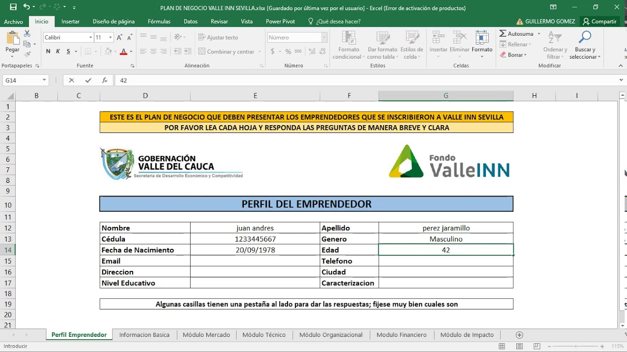 HOJA 1 PLAN DE NEGOCIO VALLE INN