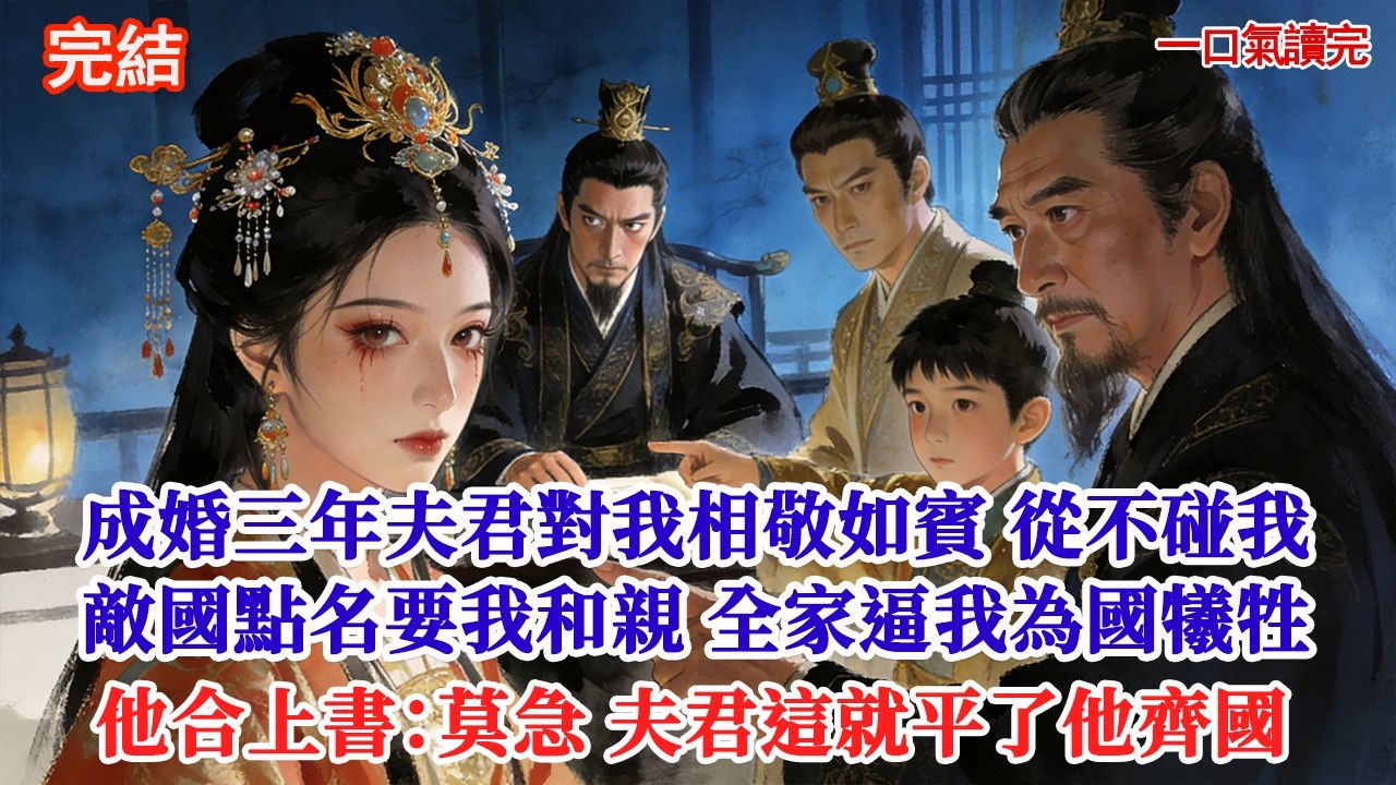 成婚三年，攝政王對我「相敬如賓」，他白天臨朝，晚上批奏摺，從不踏足後院。正逢敵國太子點名要娶我和親，全家逼我為國犧牲。我紅著眼看向他，他合上書卷：夫人莫急，夫君這就平了他齊國#追妻火葬場#愛情#小說