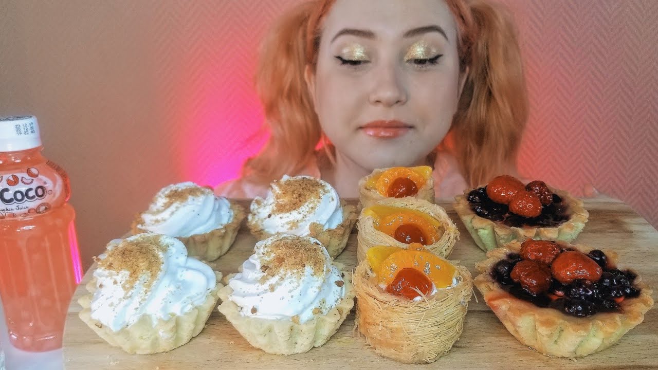 МУКБАНГ 8 МАРТА ПИРОЖНЫЕ КОРЗИНКИ | MUKBANG CAKES CREAM