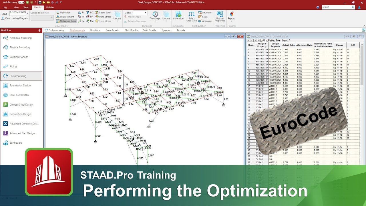 Optimizing Steel Structures in STAAD.Pro (EuroCode)