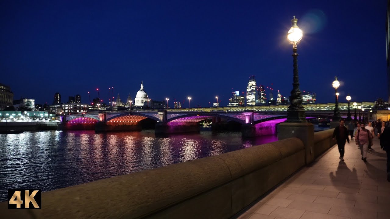 Evening Walk at South Bankside London 4k