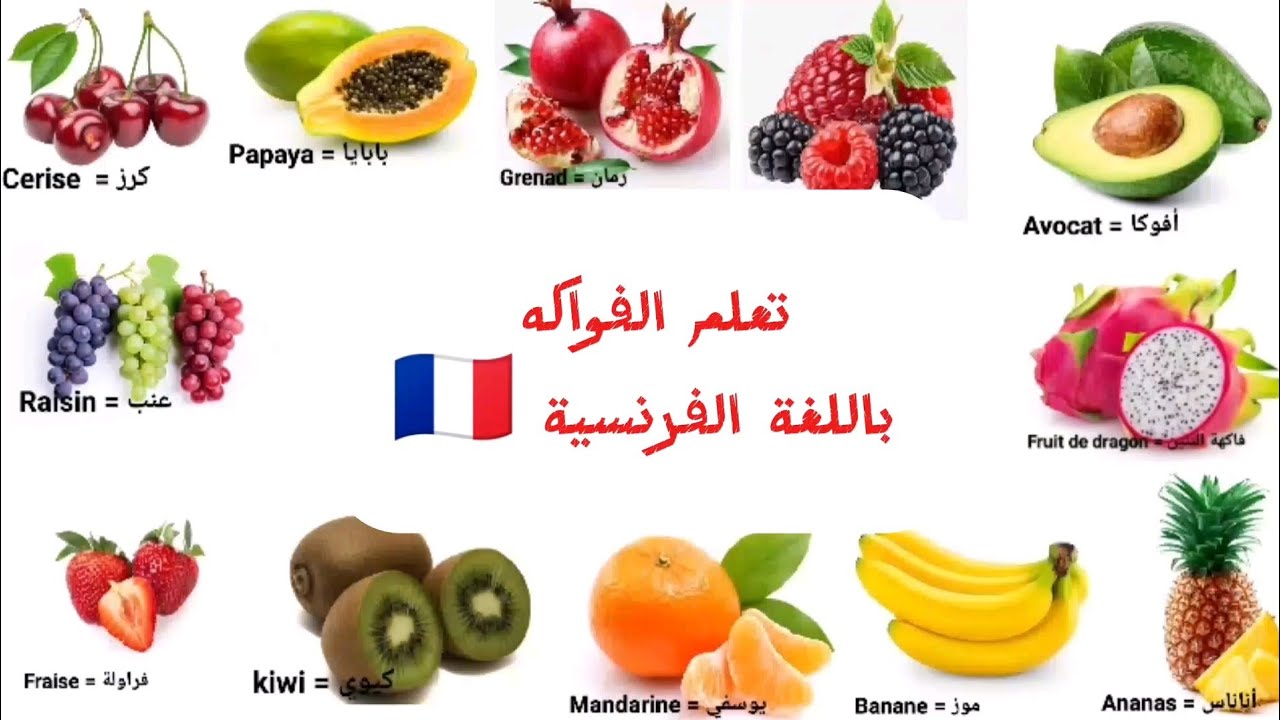 Fruits in french | Fruits Vocabulary | Learn French | Fruits in arabic | fruits Name in arabic 