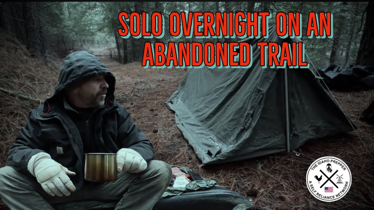 Winter Solo Overnight On An Abandoned Trail - Testing New Survival / Bugout Gear! MRE Review & More