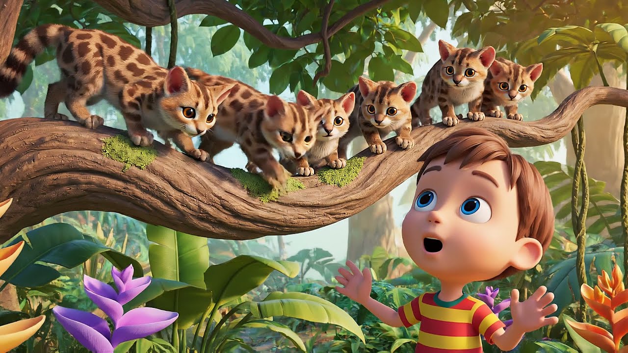 Five Little Margays Balance Balance Balance | Nursery Rhymes for Kids & Baby Songs