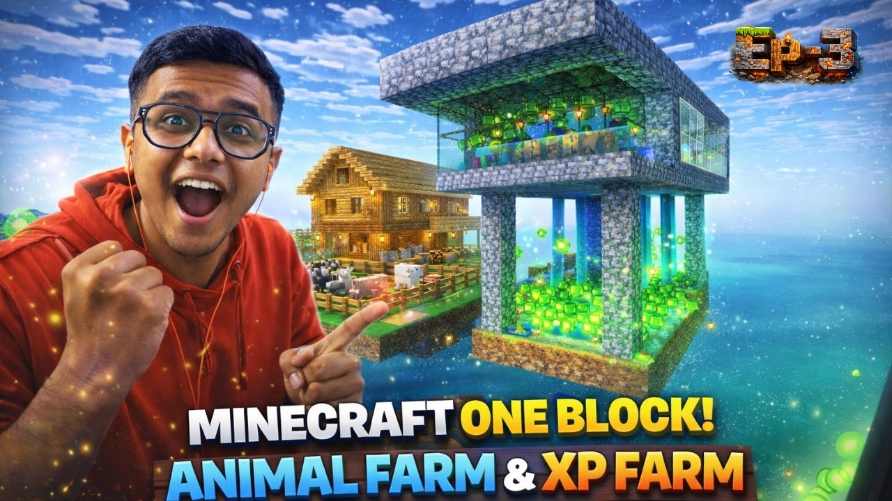One Block Survival World Getting CRAZY! 🐓 XP Farm + Animal House