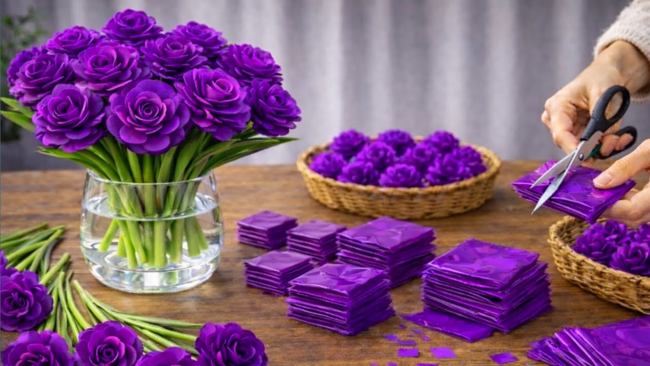 how to make rose flower from crepe paper / Easy crepe paper flower tutorial 