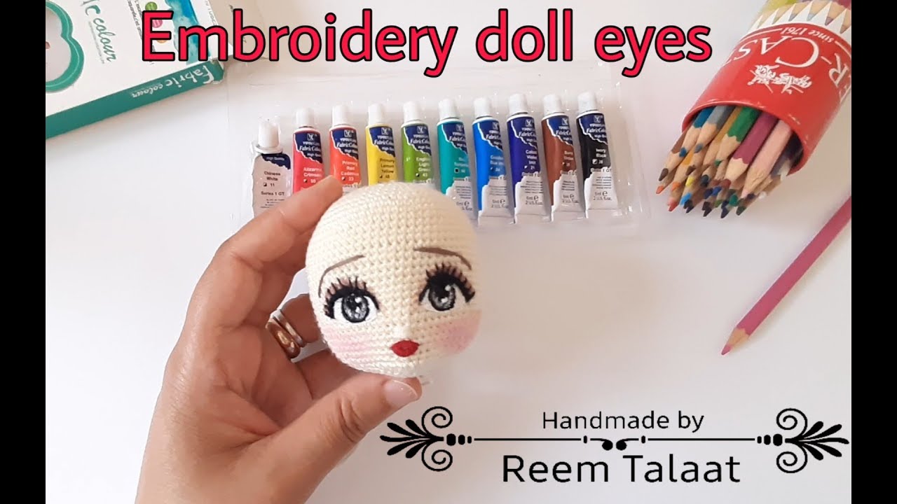 #تطريز_عيون_دمية_اميجرومى #Embroidery_doll_eyes_amigurumi ده رابط صفحتى على الفيسhttps://www.faceb