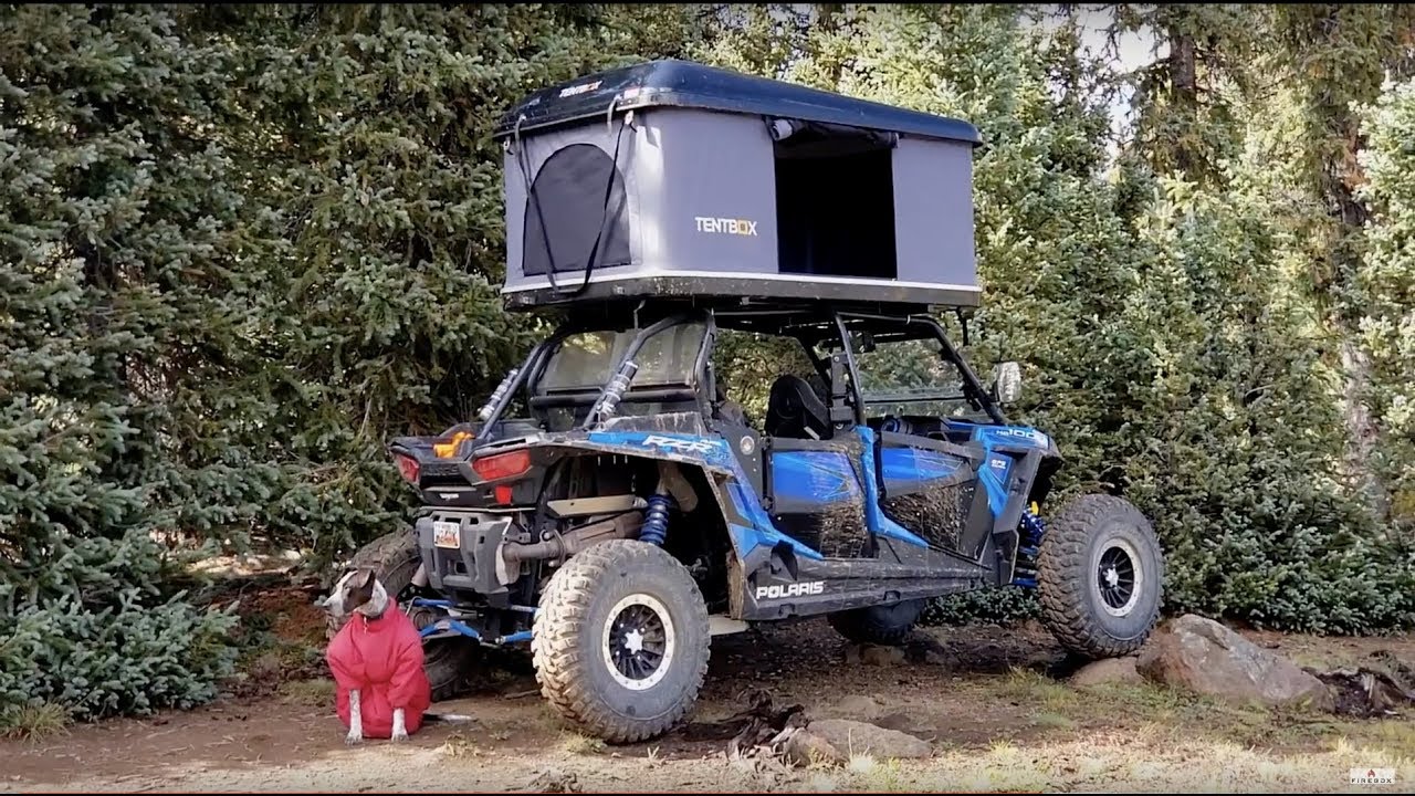 RZR Side X Side Remote Wilderness Lake Trout Fishing & Camping Roof Top Tent.