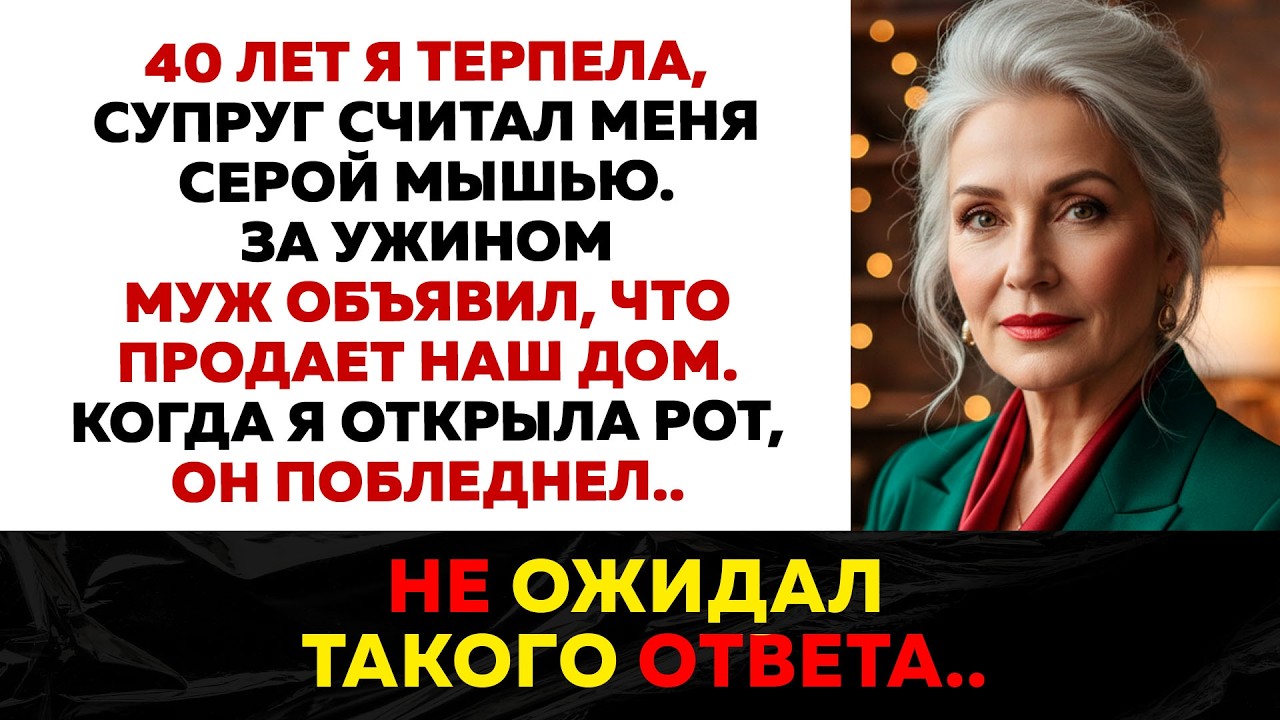 Я 40 лет молчала. Муж считал меня никем. А потом я открыла рот и он совершил то, что никто не ожидал
