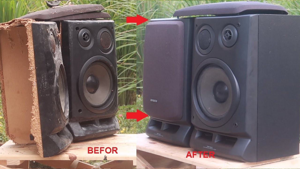 Restoration of severely damaged AIWA dump speakers - Restore everything as it was