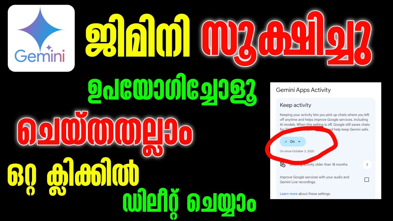How To Delete Gemini Ai Search History | Search Activity In Gemini Malayalam #gemini #search