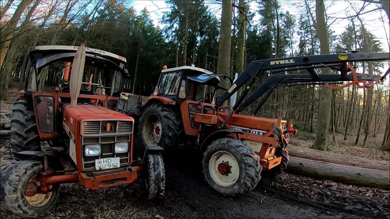 Drei Schlepper im Holzeinsatz ! Kramer Kl 200/Ihc 745 S/Ihc 633