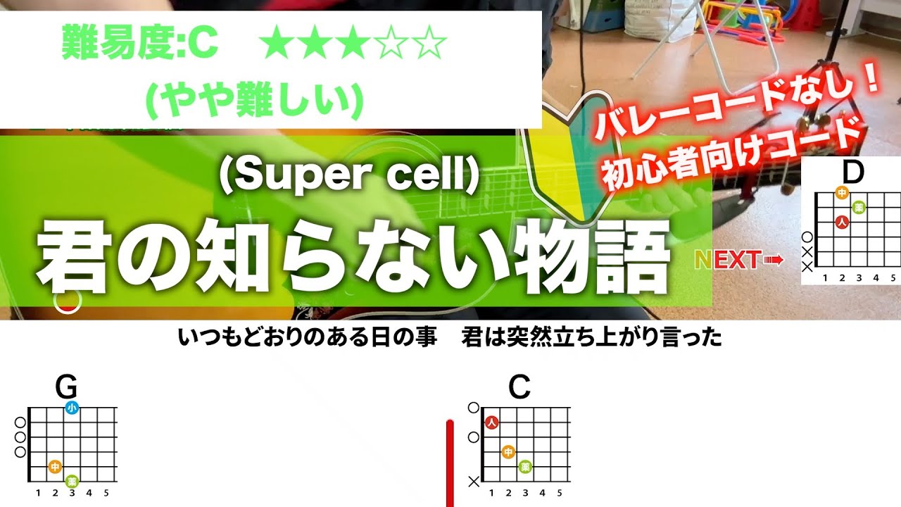 【フル】君の知らない物語/Super cell-初心者向け簡単ギターコードで弾き語り