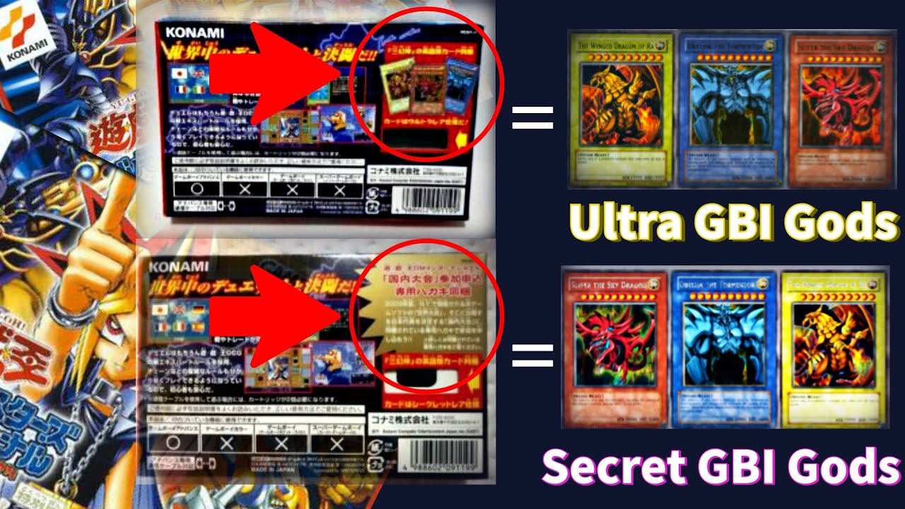 YuGiOh ULTRA / SECRET GBI Egyptian God Card Guide WorldWide Edition GBA Game Box Differences GBI-001
