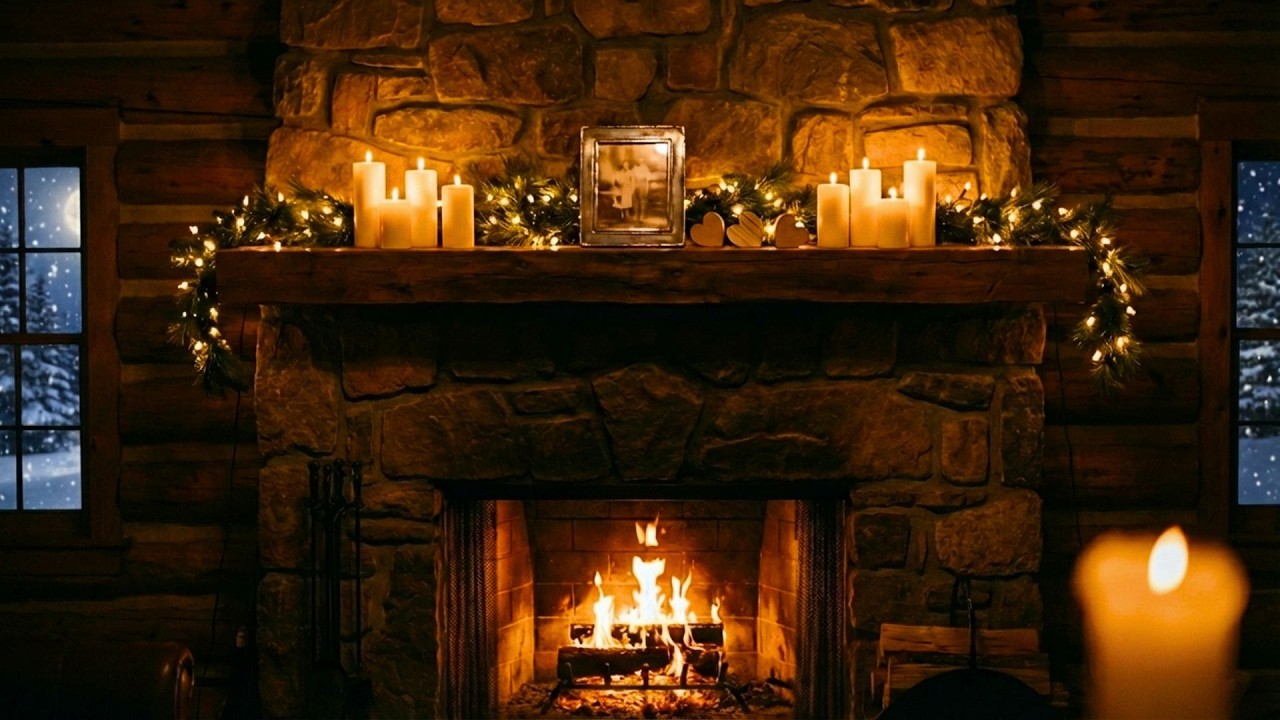 Winter Fireplace Night 🔥 Crackling Fire Sounds for Sleep, Reading & Calm Atmosphere