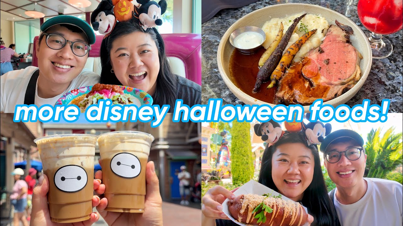 trying MORE disney halloween foods! 🎃 (best cold brews ☕️, fried elote 🌽 + prime rib 🥩)