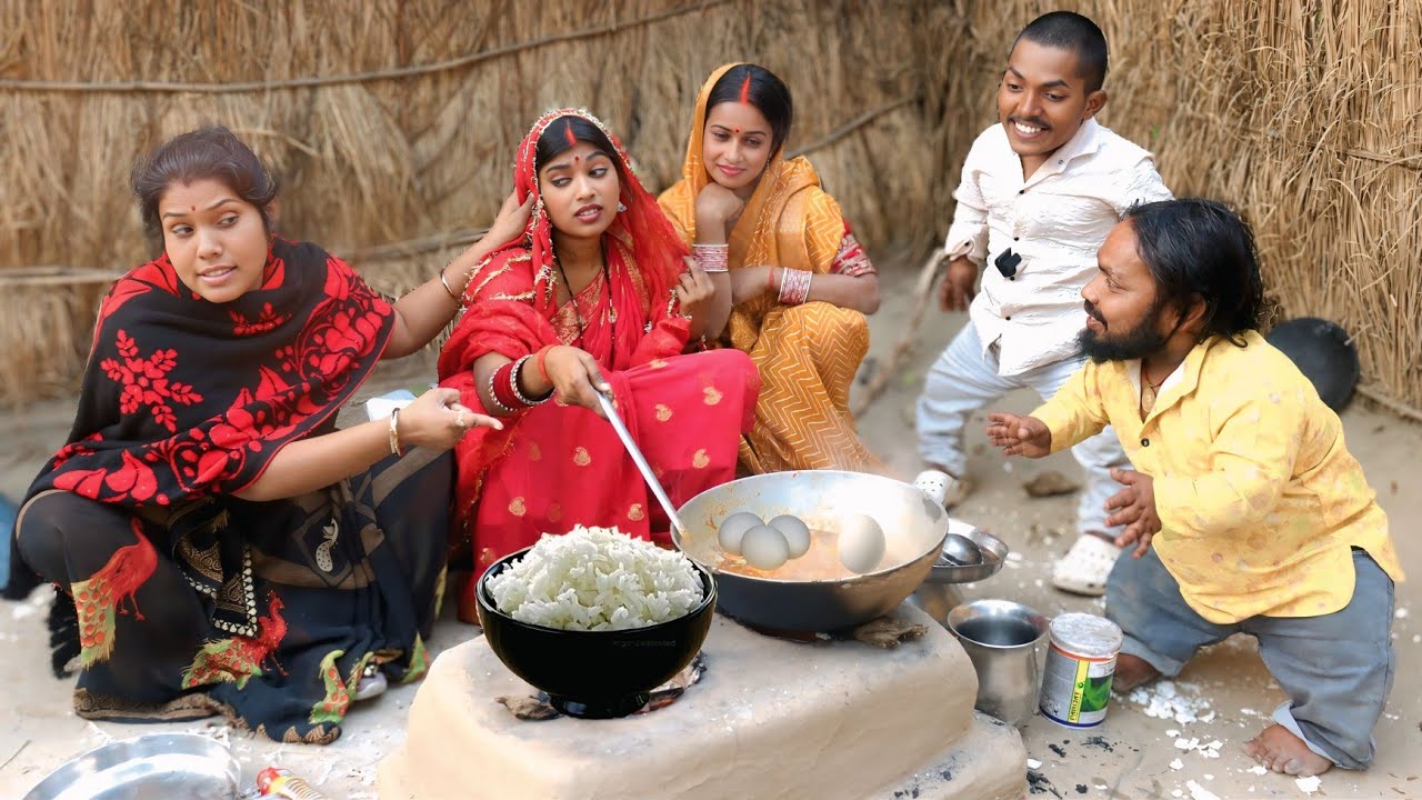 चटोर नई नावेली दुल्हन को मछली _ मुर्गा अंडा बनाने को सिखाया बौना ने देखिए कैसेBounavinescomedy