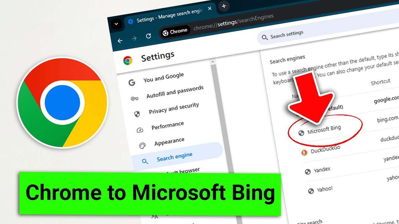 Easy Switch to Microsoft Bing Search on Google Chrome