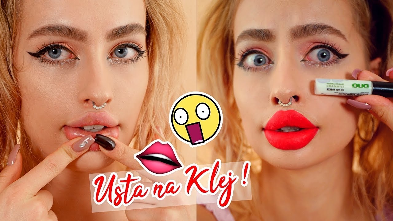 POWIĘKSZANIE UST KLEJEM DO RZĘS - SZOK ! 👄