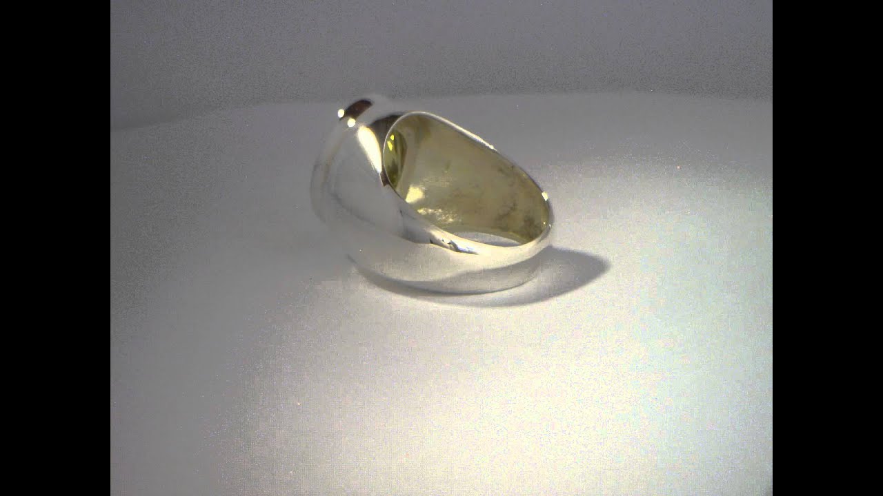 Huge Bright Yellow Citrine Gem Handmade Sterling 925 Silver Gents Ring size 14.5