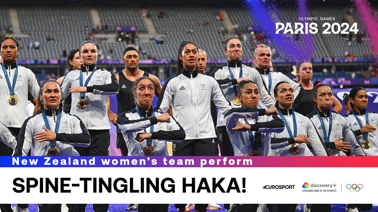 The New Zealand women's team perform their HAKA after retaining Olympic rugby gold 🥇🇳🇿 #Paris2024